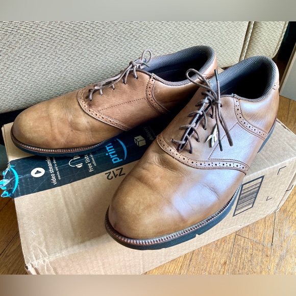 Mens Reebok Brown Leather Suede Saddle Spikeless Golf Shoes Size 12  # 14-45962 - Picture 15 of 16